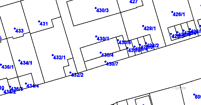 Parcela st. 430/4 v KÚ Břevnov, Katastrální mapa