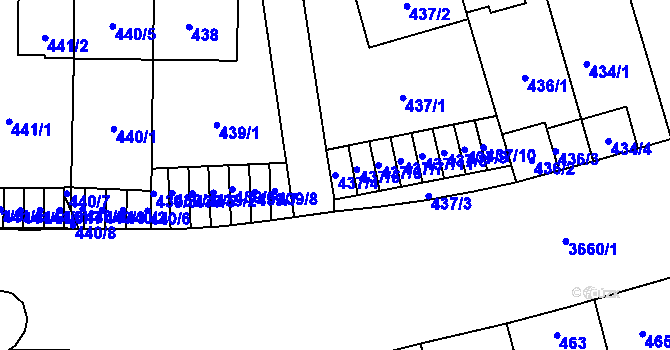 Parcela st. 437/4 v KÚ Břevnov, Katastrální mapa
