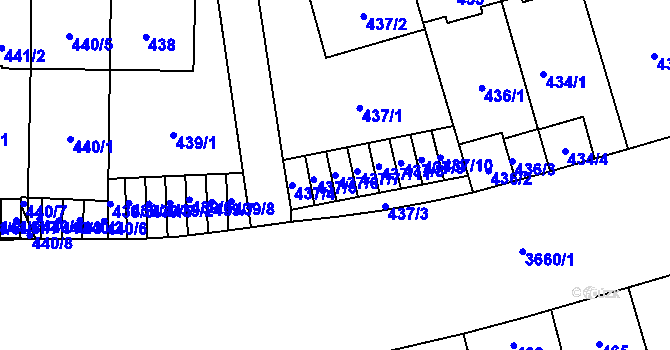 Parcela st. 437/6 v KÚ Břevnov, Katastrální mapa