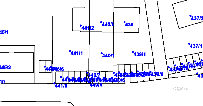 Parcela st. 440/1 v KÚ Břevnov, Katastrální mapa