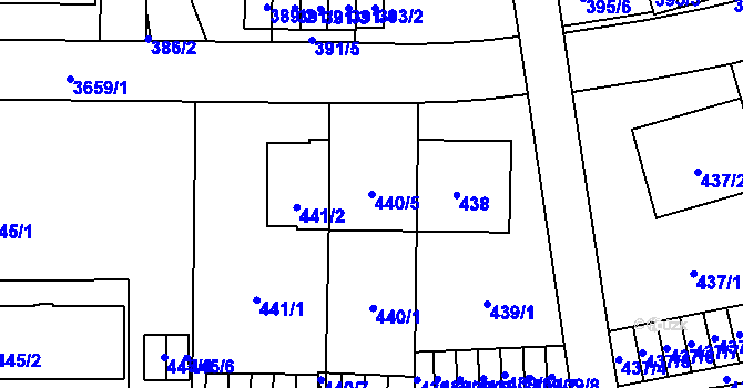 Parcela st. 440/5 v KÚ Břevnov, Katastrální mapa