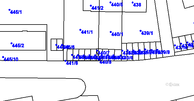 Parcela st. 440/7 v KÚ Břevnov, Katastrální mapa