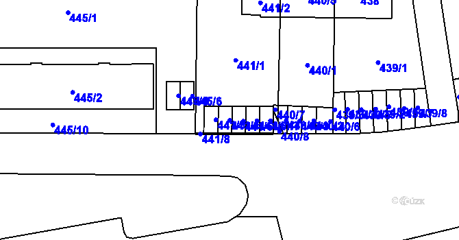 Parcela st. 441/4 v KÚ Břevnov, Katastrální mapa