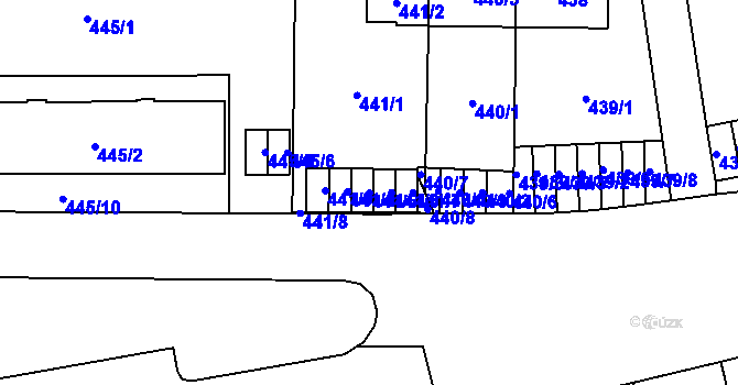 Parcela st. 441/5 v KÚ Břevnov, Katastrální mapa