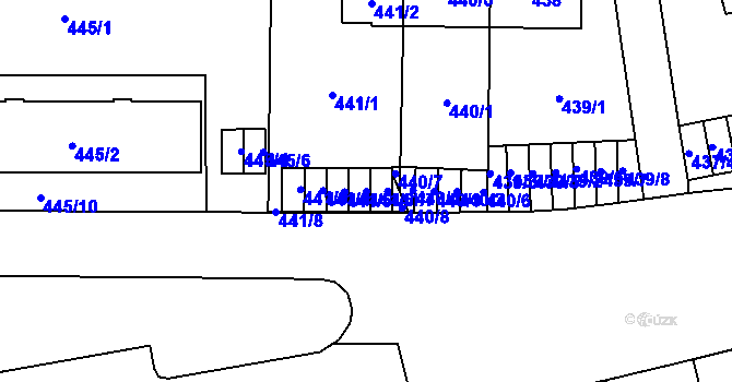 Parcela st. 441/6 v KÚ Břevnov, Katastrální mapa