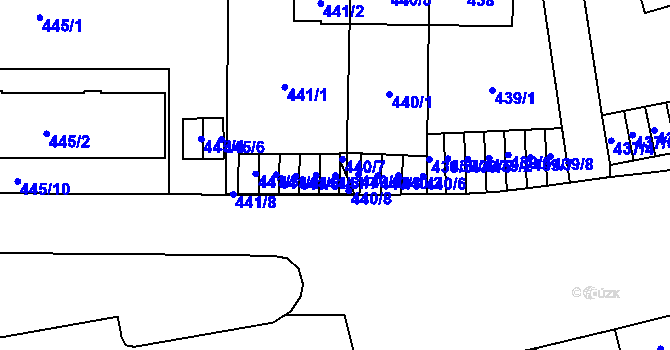 Parcela st. 441/7 v KÚ Břevnov, Katastrální mapa