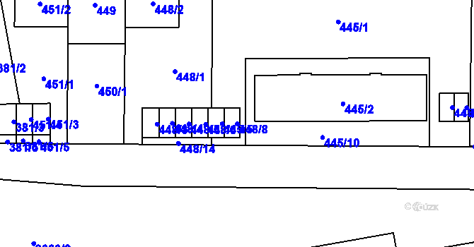 Parcela st. 448/8 v KÚ Břevnov, Katastrální mapa