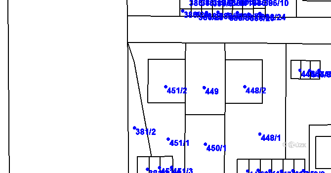 Parcela st. 451/2 v KÚ Břevnov, Katastrální mapa