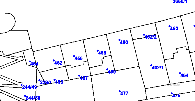 Parcela st. 458 v KÚ Břevnov, Katastrální mapa