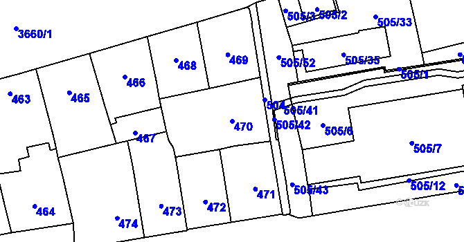 Parcela st. 470 v KÚ Břevnov, Katastrální mapa