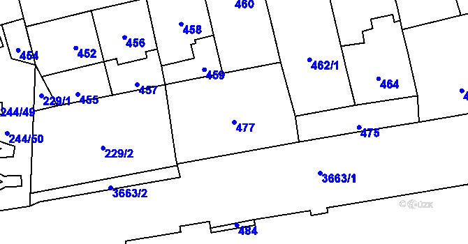Parcela st. 477 v KÚ Břevnov, Katastrální mapa