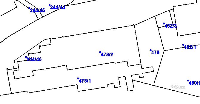 Parcela st. 478/2 v KÚ Břevnov, Katastrální mapa