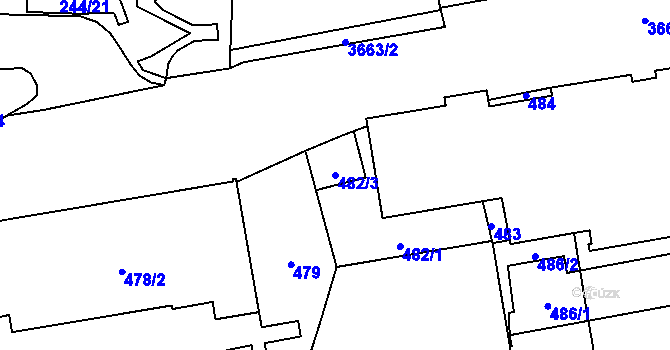 Parcela st. 482/3 v KÚ Břevnov, Katastrální mapa