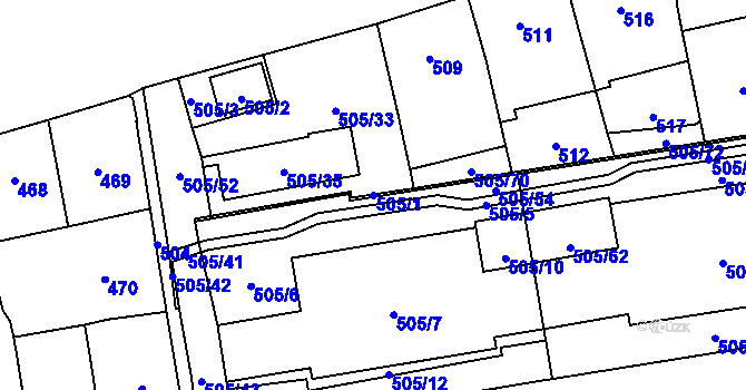 Parcela st. 505/1 v KÚ Břevnov, Katastrální mapa