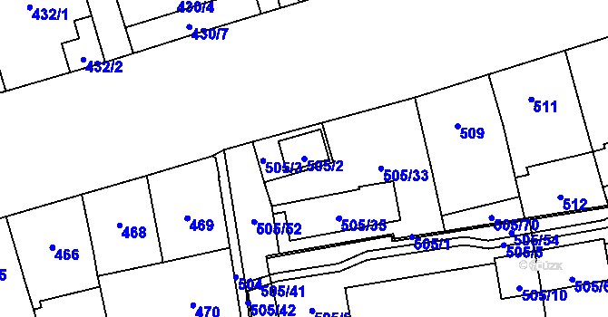 Parcela st. 505/2 v KÚ Břevnov, Katastrální mapa