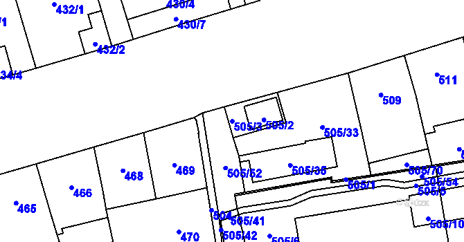 Parcela st. 505/3 v KÚ Břevnov, Katastrální mapa
