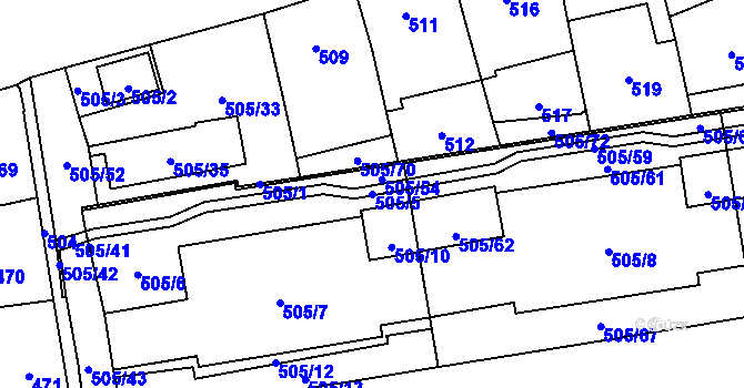 Parcela st. 505/5 v KÚ Břevnov, Katastrální mapa