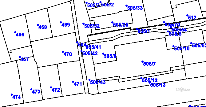 Parcela st. 505/6 v KÚ Břevnov, Katastrální mapa