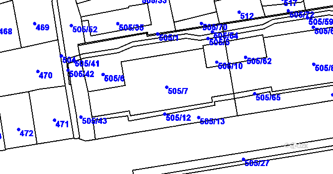 Parcela st. 505/7 v KÚ Břevnov, Katastrální mapa