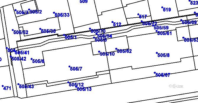 Parcela st. 505/10 v KÚ Břevnov, Katastrální mapa