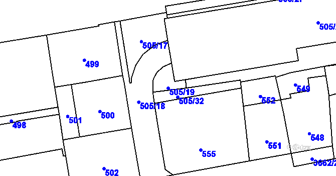 Parcela st. 505/19 v KÚ Břevnov, Katastrální mapa