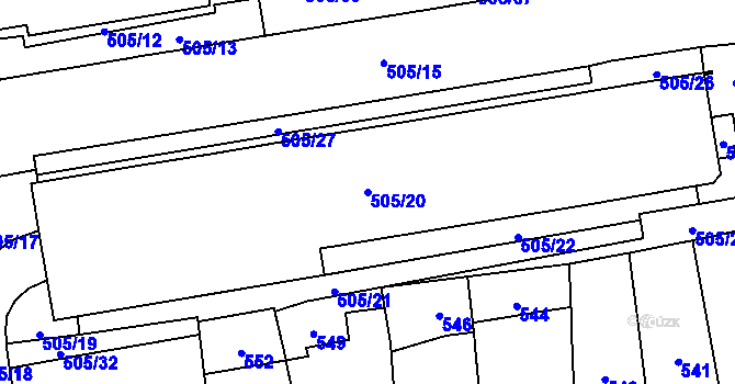 Parcela st. 505/20 v KÚ Břevnov, Katastrální mapa