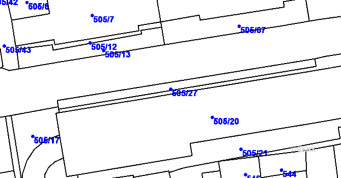 Parcela st. 505/27 v KÚ Břevnov, Katastrální mapa