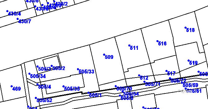 Parcela st. 509 v KÚ Břevnov, Katastrální mapa