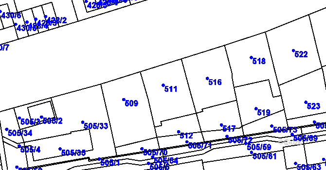 Parcela st. 511 v KÚ Břevnov, Katastrální mapa