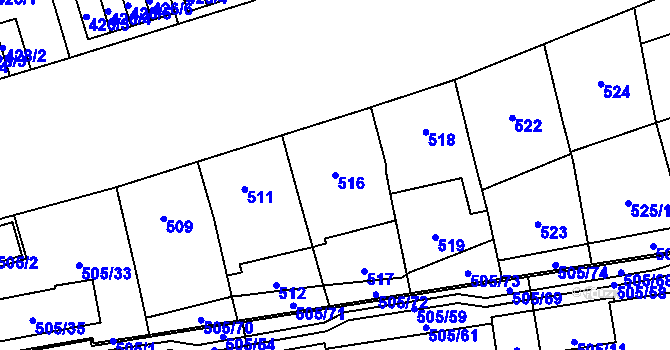 Parcela st. 516 v KÚ Břevnov, Katastrální mapa