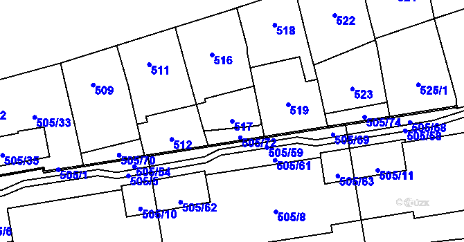 Parcela st. 517 v KÚ Břevnov, Katastrální mapa