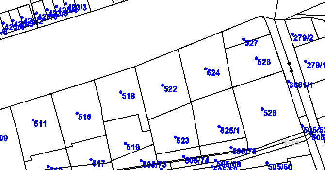 Parcela st. 522 v KÚ Břevnov, Katastrální mapa