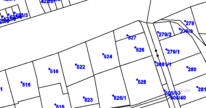 Parcela st. 524 v KÚ Břevnov, Katastrální mapa