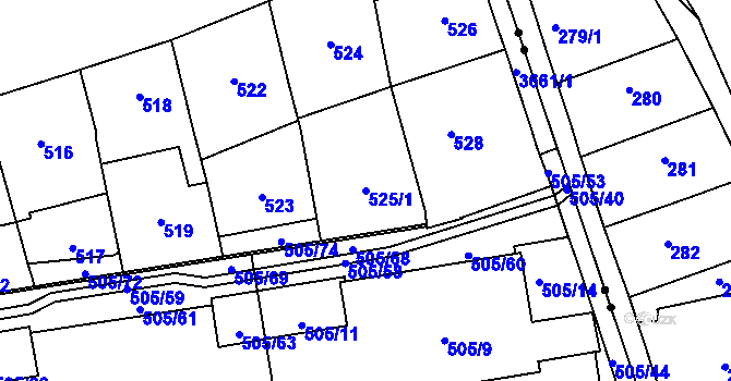 Parcela st. 525/1 v KÚ Břevnov, Katastrální mapa