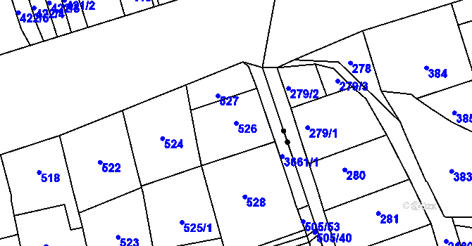 Parcela st. 526 v KÚ Břevnov, Katastrální mapa