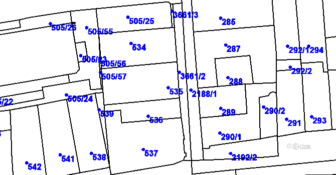 Parcela st. 535 v KÚ Břevnov, Katastrální mapa