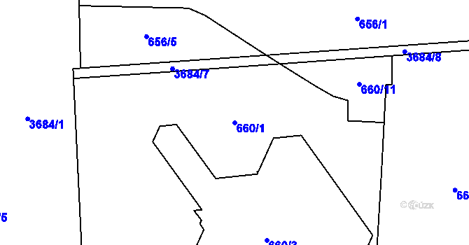 Parcela st. 660/1 v KÚ Břevnov, Katastrální mapa