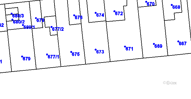 Parcela st. 673 v KÚ Břevnov, Katastrální mapa