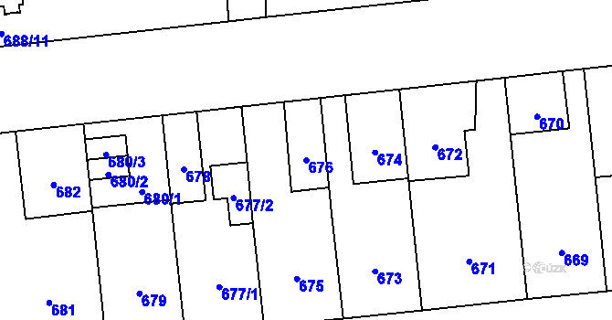 Parcela st. 676 v KÚ Břevnov, Katastrální mapa