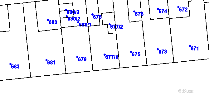 Parcela st. 677/1 v KÚ Břevnov, Katastrální mapa