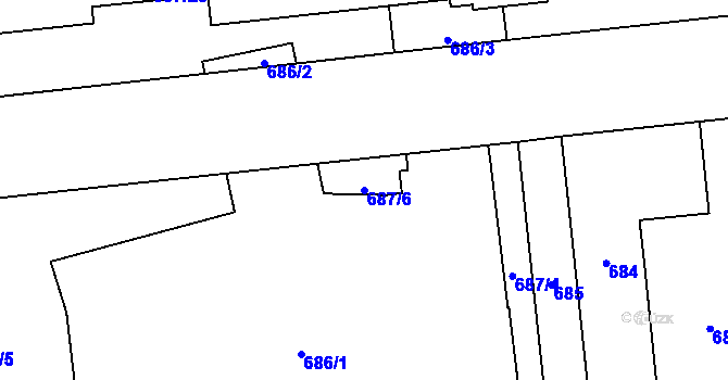 Parcela st. 687/6 v KÚ Břevnov, Katastrální mapa
