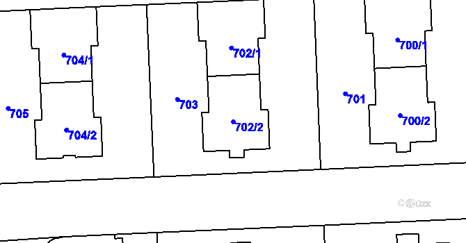 Parcela st. 702/2 v KÚ Břevnov, Katastrální mapa