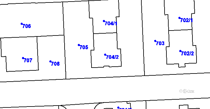 Parcela st. 704/2 v KÚ Břevnov, Katastrální mapa