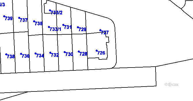Parcela st. 726 v KÚ Břevnov, Katastrální mapa