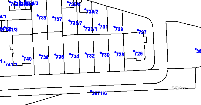 Parcela st. 730 v KÚ Břevnov, Katastrální mapa