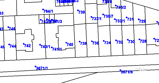 Parcela st. 738 v KÚ Břevnov, Katastrální mapa