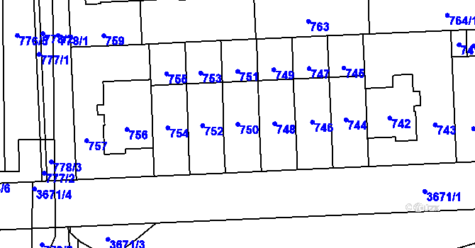 Parcela st. 750 v KÚ Břevnov, Katastrální mapa