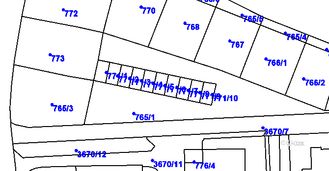 Parcela st. 771/6 v KÚ Břevnov, Katastrální mapa