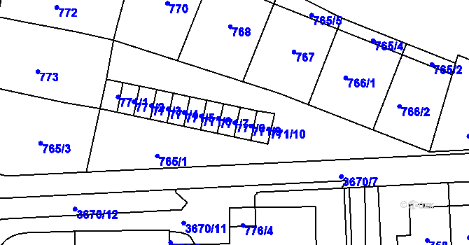 Parcela st. 771/8 v KÚ Břevnov, Katastrální mapa