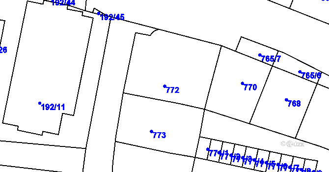 Parcela st. 772 v KÚ Břevnov, Katastrální mapa